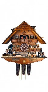 Cuckoo Clock Black Forest house with moving beer drinkers a.. SC 8TMT 1019/9 NEW - Picture 1 of 1