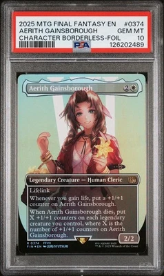 PSA 10 MTG FINAL FANTASY CHARACTER BORDERLESS-FOIL AERITH GAINSBOROUGH 0374 - Image 1 of 2