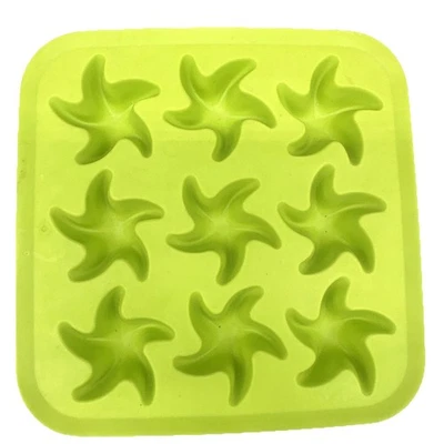 IKEA Starfish Ice Cube Tray Mold Silicone Flexible Rubber 9 Cavity Green Party{W - Image 1 of 3
