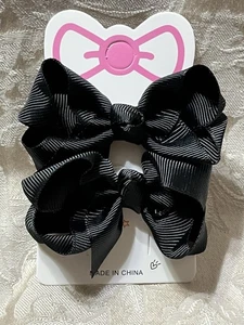 Black Hair Bow Clips Grosgrain Ribbon Double Bow Fashion Girl Hair Barrette Set - Picture 1 of 5