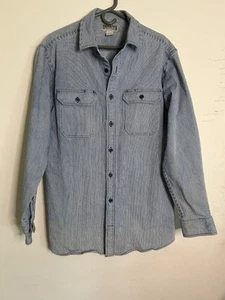 Duluth Trading Railroad Union Line Heavy Button Up Shirt Shacket Blue Men L Tall - Picture 1 of 5