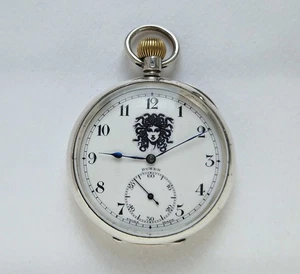 Medusa Antique BUREN Sterling Silver Pocket Watch Swiss Blackened Silver - Picture 1 of 13