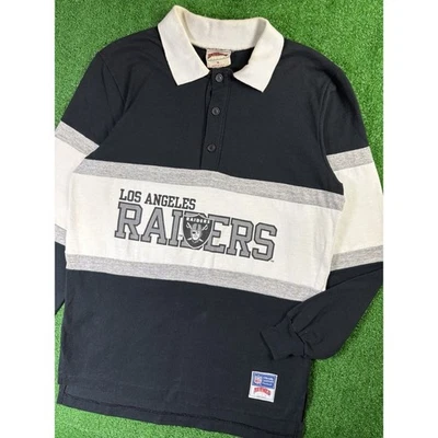 Sudadera Camisa Polo Negra Mediana Oakland Raiders Nuez moscada Años 90 De Colección Hecha en EE. UU. Foto 1 de 4