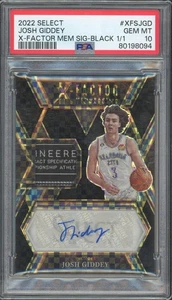 2022 Panini Select Josh Giddey X Factor Patch Auto Black 1/1 PSA 10 - Picture 1 of 2