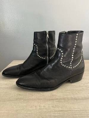 Botas de couro cravejadas feitas à mão John Varvatos Ludlow, Itália tamanho 9 - Imagem 1 de 4