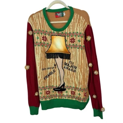 Lámpara de pierna parlante iluminada de SPENCER'S suéter de Navidad feo A Christmas Story XL Foto 1 de 3