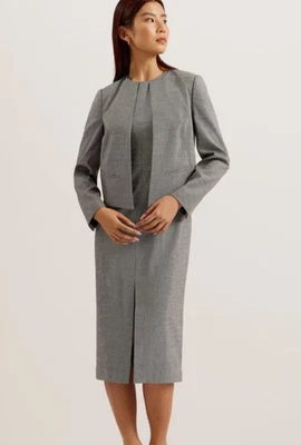 TED BAKER Jacket Womens TB 2 UK 10 Yutakah Grey Cropped Tailored Blazer NEW - Image 1 of 4
