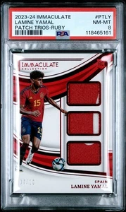 2023-24 Panini Immaculate - Lamine Yamal RC Rookie Patch Ruby /10 PSA 8 Pop 1 - Bild 1 von 3