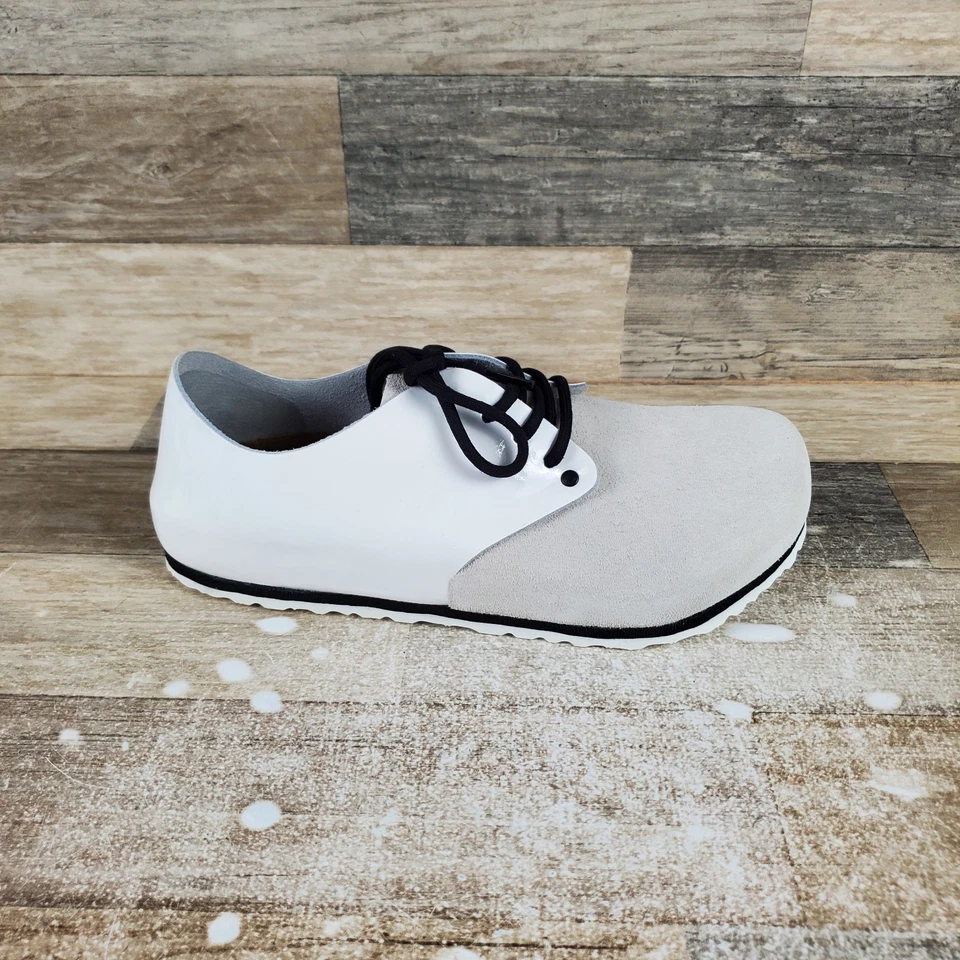 Zapatos Birkenstock Maine para hombre talla 10 charol blanco gamuza punta redonda con cordones Foto 1 de 4