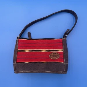 Guatemala Cedano Handwoven Shoulder Bag Red Tribal Woven Purse Leather Trim - Picture 1 of 8