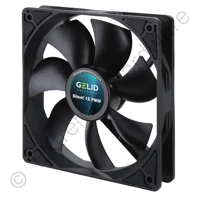Gelid Solutions Silent 12 PWM Black 120mm Case Fan 1600 RPM 64.5 CFM 4-Pin - Image 1 of 4