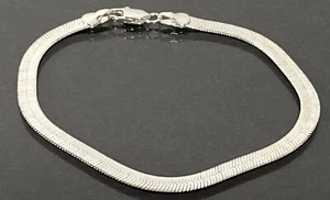 Brazalete Slinky Chapado en Plata Brillante 4.76mm Cadena Serpiente Plana 8" con Cierre de Langosta - Imagen 1 de 5