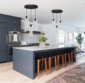 Black Pendant Light Kitchen Island Pendant Lighting LED Bulb & Bubble Crystal - Picture 1 of 7