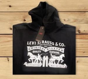 Levi Strauss & Co Hoodie Sweater | Black | Logo Two Horse Pull | Men's 2XL | NWT - Picture 1 of 6