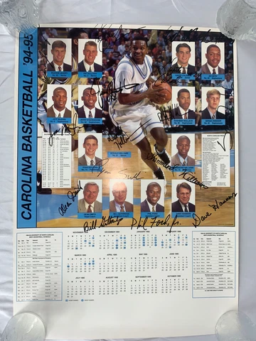 ✨1994-1995 UNC Tarheels Basketball Vintage Calendar Poster Dean Smith Auto✨ Cover