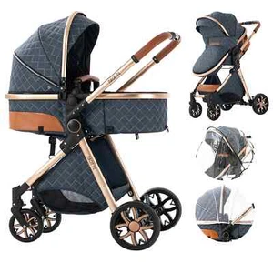 New 2 in 1 Foldable Stroller High Landscape Baby Bassinet Lightweight Baby Cart - Imagen 1 de 16