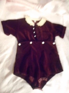 2 TEILIGES KINDER VINTAGE PETER POLLY TOGS OUTFIT BURGUNDER VELOUR  - Bild 1 von 7