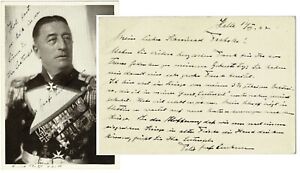 Felix Graf Von Luckner Signed 4 x 6 Photo 1942 Autographed / The Sea Devil