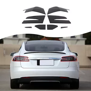 ABS Smoked Black Car Tail Light Cover For Tesla Model S 2014-2021 Lampshade Trim - Picture 1 of 9