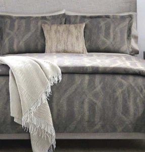 Sferra Belardo Indigo Queen Duvet Cover +Boudoir Sham Cotton Sateen Italy New - Picture 1 of 5