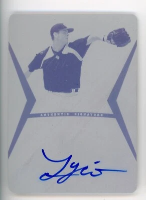 2012 LEAF ULTIMATE DRAFT LUCAS GIOLITO CYAN PRINTING PLATE ROOKIE AUTO #1/1 - Image 1 of 2