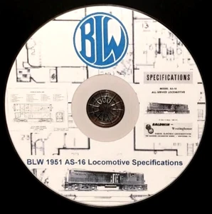 Baldwin Locomotive Works- 1951 AS-16 Loco Specifications Book PDF Pages on DVD - Picture 1 of 4
