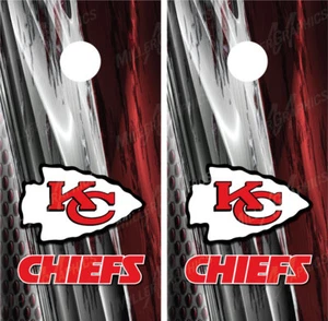 Kansas City Chiefs Ripped Metal Cornhole Board Decal Wrap Wraps - Picture 1 of 3