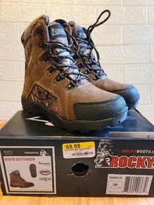 Rocky Kids' Size 3M Hunting Waterproof 800G Insulated Camo/Brown Boots - Picture 1 of 6