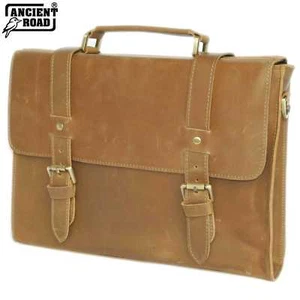 Vintage Handmade Genuine Leather Briefcase Laptop Bag Messenger Bag LC029-AU - Picture 1 of 12