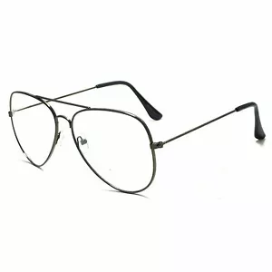 Occhiali da vista anni 60 retrò aviatore metallo montatura unisex lenti trasparenti trendy GUNMETAL NUOVI - Foto 1 di 3