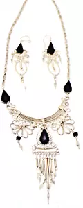 Peruvian Women Jewelry Silver Dangling Necklace and Earrings Set Collectible NEW - Picture 1 of 3
