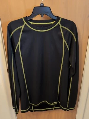 Camisa Atlética L.L Bean Negra/Verde Para Hombre Manga Larga Mediana Alta Foto 1 de 3