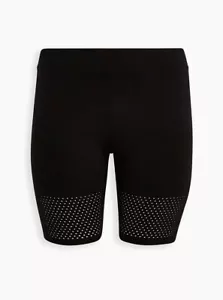 Torrid 1 (1x, 14-16) BLACK LASER DOT HEM BIKE SHORTs Stretchy Slimming Breathabl - Picture 1 of 5