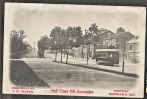 EAE Vintage Postcard, Hall Cross Hill, Doncaster shows Open Top Tram - Picture 1 of 1