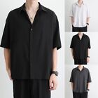 Casual Short Sleeve Shirt for Men Korean Style Streetwear Beach Party Blouse