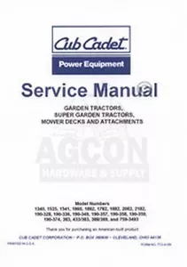 Cub Cadet 1340 1535 1541 1860 1862 1782 Service Manual - Picture 1 of 1