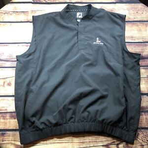 Footjoy Vest Mens L Black 1/4 zip Pullover Golf Activewear Wind Harbor Cup Logo