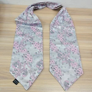 Ascot Cravat Mens Silver Floral Paisley Silk Italian Waistcoat Bridgerton Dandy - Picture 1 of 8