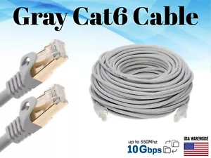 Cat6 cavo grigio patch Ethernet 1.5 3 5 7 10 15 20 25 30 50 75 100 200 lotto LAN - Foto 1 di 11