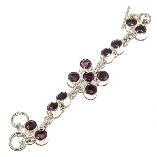 VALENTINO Bracciale catena pietre preziose ametista naturale argento sterling 925 gioielli da donna