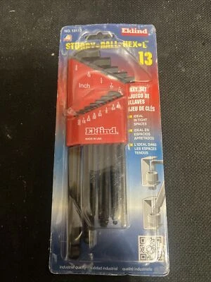 Eklind Stubby SAE Ball End Hex Wrench Key Set 13pc .050-3/8 Inch 13113 USA MADE - Image 1 of 2