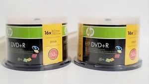 HP 4.7GB 16x DVD+R Spindle 50 Pack (Lot of 2), 120 MIN DVD+R Disc New Sealed - Picture 1 of 4