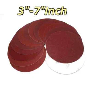 Beflockung Trocken Schleifscheiben Haken und Schleife Schleifpapier Pads Rot Sand 3"-7" Zoll - Bild 1 von 9