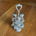 United States Lines 3-Cruet Silver Serving Caddy / USL