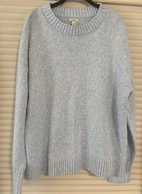 Vtg L.L.Bean Cotton Crew Neck Sweater Mens Medium Blue Heathered Speckled Thick - Image 1 of 4