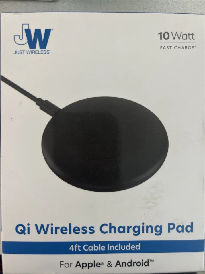 Almohadilla de carga inalámbrica Qi de 10 vatios Just Wireless para Apple y Android - Caja abierta Foto 1 de 1