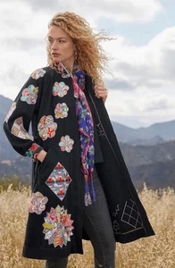 Johnny Was Mantel Damen große Glinda Tasche Patchwork Applikation bestickt Staubtuch - Bild 1 von 16