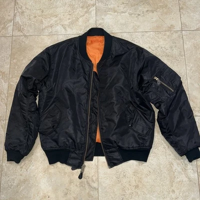 Vintage USAF Intermediate MA-1 Flight Jacket Mens Large Bomber Nylon Reversible - Image 1 of 4