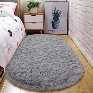 Oval Fluffy Ultra Soft Area Rugs for Bedroom Plush Shaggy Carpet for Kids Roo... - Picture 1 of 7