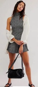 NWOT Free people check it mini dress size Large Black White Floral New! - Picture 1 of 7